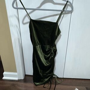 Dark Green Velvet Mini Dress